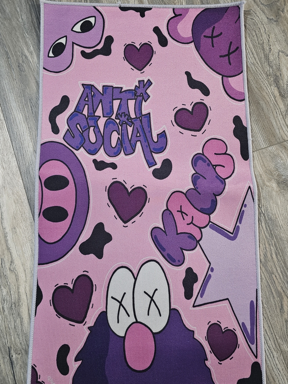 Kaws Pink & Purple 'Anti Social' Graphic Floor Mat